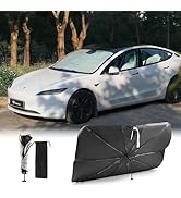 TPARTS Windshield Sun Shade Umbrella for Tesla Model Y/3/S/X 2017-2025, Full-Size Foldable UV Ray...