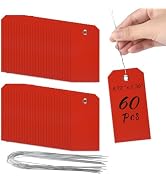 60 Pcs Tags with String Red Waterproof Tags, PLULON 4 3/4" x 2 3/8" Shipping Labels Tags for Labe...