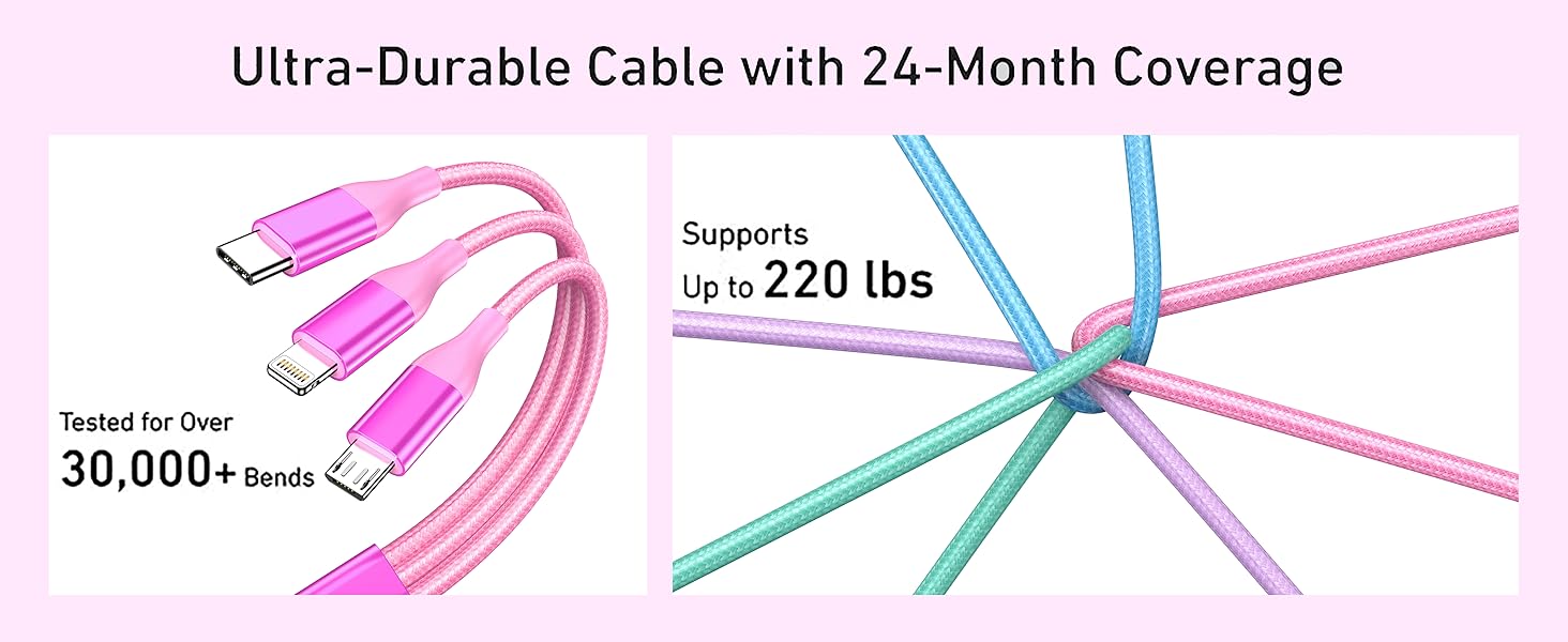 Designed for efficiency, usb multi charging cable delivers stable power delivery for Apple devices