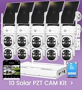 XMARTO Wire-Free Solar PTZ Security Camera Set, 10CH 4K Expandable WiFi 6 NVR with 10*4MP 2K Wire...
