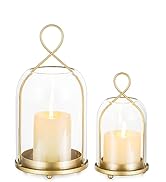 NUPTIO Glass Lanterns Decorative Outdoor: Gold Hurricane Candle Holders for Pillar Candles - Set ...