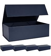 LFBOX Navy Blue Gift Box with Magnetic Lids 13.8x8.3x4.4 in, Bridesmaid Groomsman Proposal Box, L...