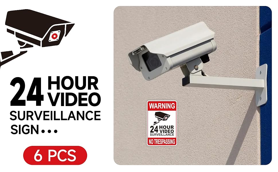 24 hour video surveillance stickers small