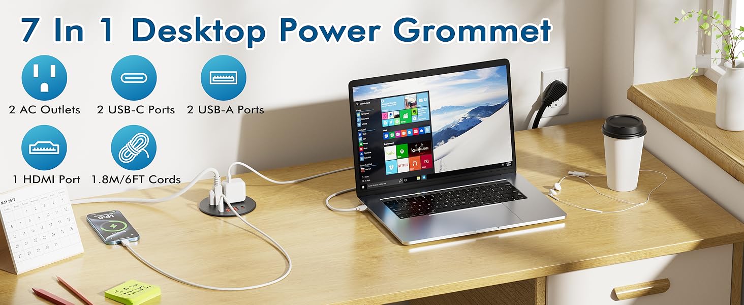 7 in 1 Desk grommet with HDMI