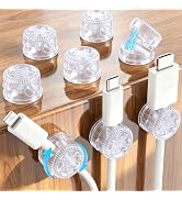 AGPTEK 8 Pack Magnetic Cable Clips, 360° Rotatable Cord Holder, Clear | Adhesive Desk Cord Organi...