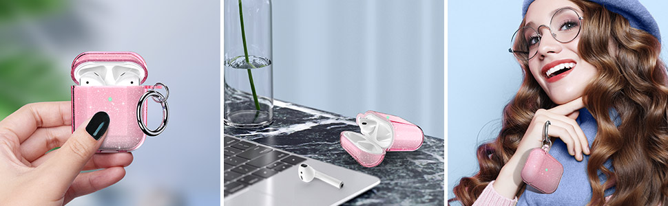 Clear glitter Airpods 2 cases for men girls women boys teenage