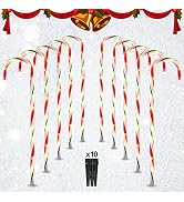 26" Candy Cane Lights Christmas Decorations - 10 Pack Pathway Markers Outdoor Yard Decorations, C...