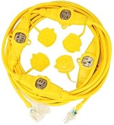 PLIS 25FT 14 Gauge Power Extension Cord 3 Prong, 4 Nema 5-15R Female Socket., Nema5-15P/Nema5-15R...