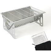 PHOJEWI Mini Portable Charcoal Grill, Small BBQ Tabletop Fire Pit for Camping Patio Outdoor, Stai...