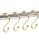Resze S-Shape Shower Curtain Hooks, Gold Shower Curtain Rings Rust Proof, 12 Pcs Heavy Duty Metal...