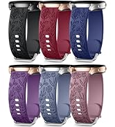 SNBLK Floral Engraved Bands Compatible with Samsung Galaxy Watch 7 6 5 4 Active 2 FE 40mm 44mm/5 ...