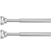 KXLIFE 1/2-inch Decorative Spring Tension Rod, Tension Drapery Rod for Window, Nickle, (17-26 Inc...
