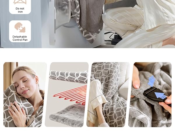 Electric Blanket with Built-in Button Controller 50"x60"