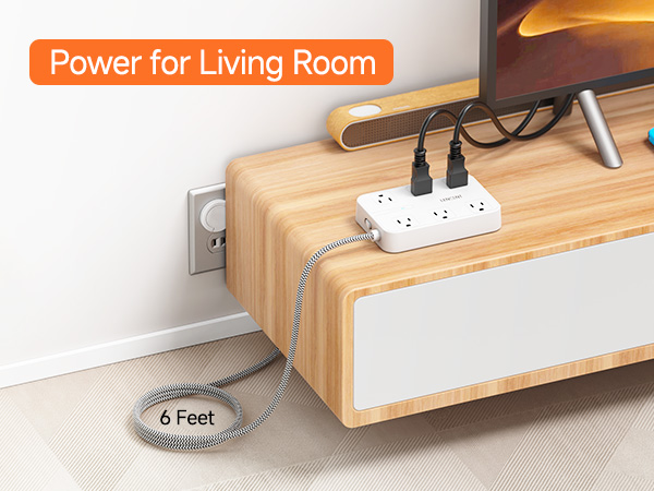2 Prong Power Strip for Living Room