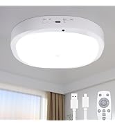 RIRIBEN 10000mAh Rechargeable Motion Sensor LED Ceiling Light with Remote | Battery Operated, 3 C...