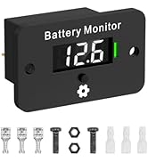ELMCONFIG Digital Battery Gauge for 12V-72V Lithium & Acid Batteries, Waterproof LCD Display Batt...