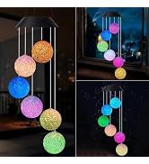 HFLYJPYW Wind Chime Outside Color Changing Ball Wind Chimes, LED Mobile Solar Lamp for Mom Grandm...