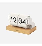 mooas Automatic Mini Flip Clock, Retro Vintage Automatic Flip Desk Clock, Timer Calendar Alarm, S...