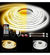 GUPUP 16.4 ft COB Rope Light,Dimmable White Strip Light,24V,3040 LEDs Flexiable 2700K-6500K Vanit...