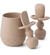 SAMiGO Silicone Baby Utensils - Self Feeding Spoons and Tiny Training Cup - First Stage Baby Led ...