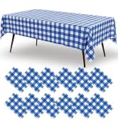 misaya 12 Packs Buffalo Disposable Table Cloth, 54 x 108 Inch Waterproof Plastic Tablecloth, Rect...