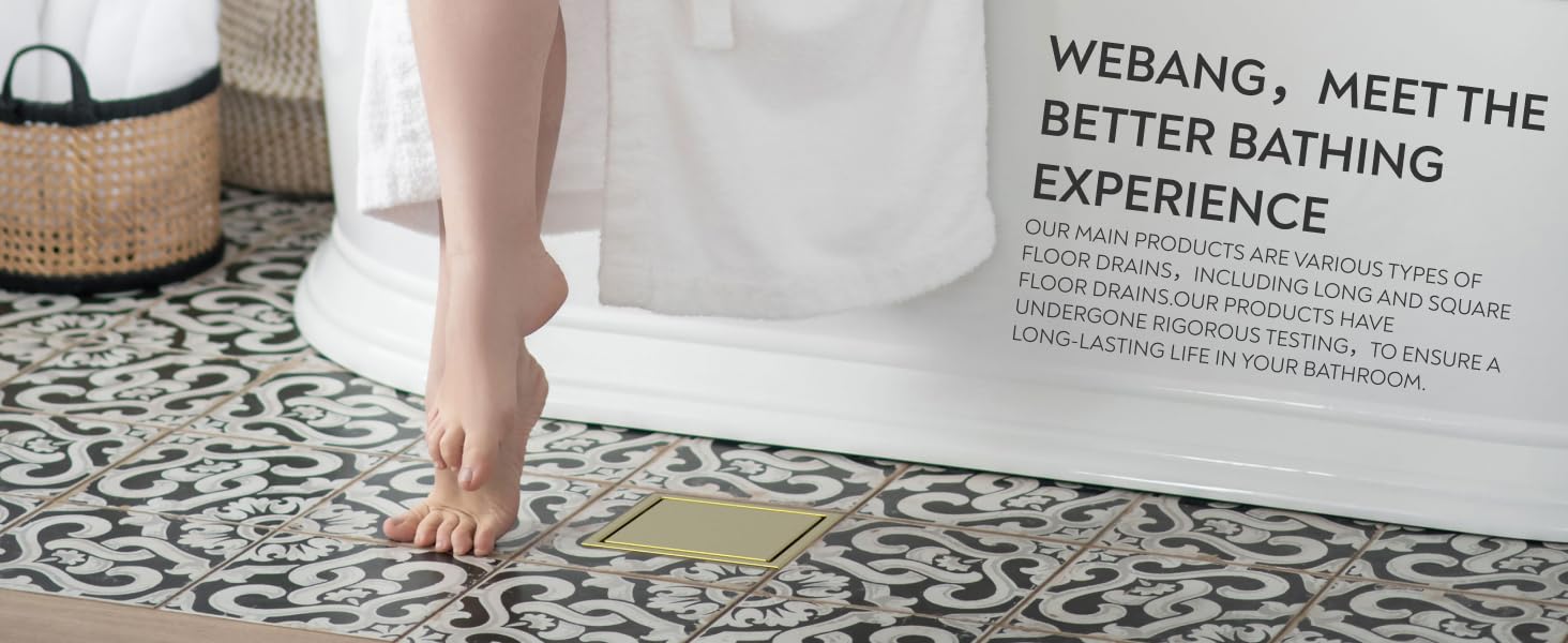 gold square shower drain