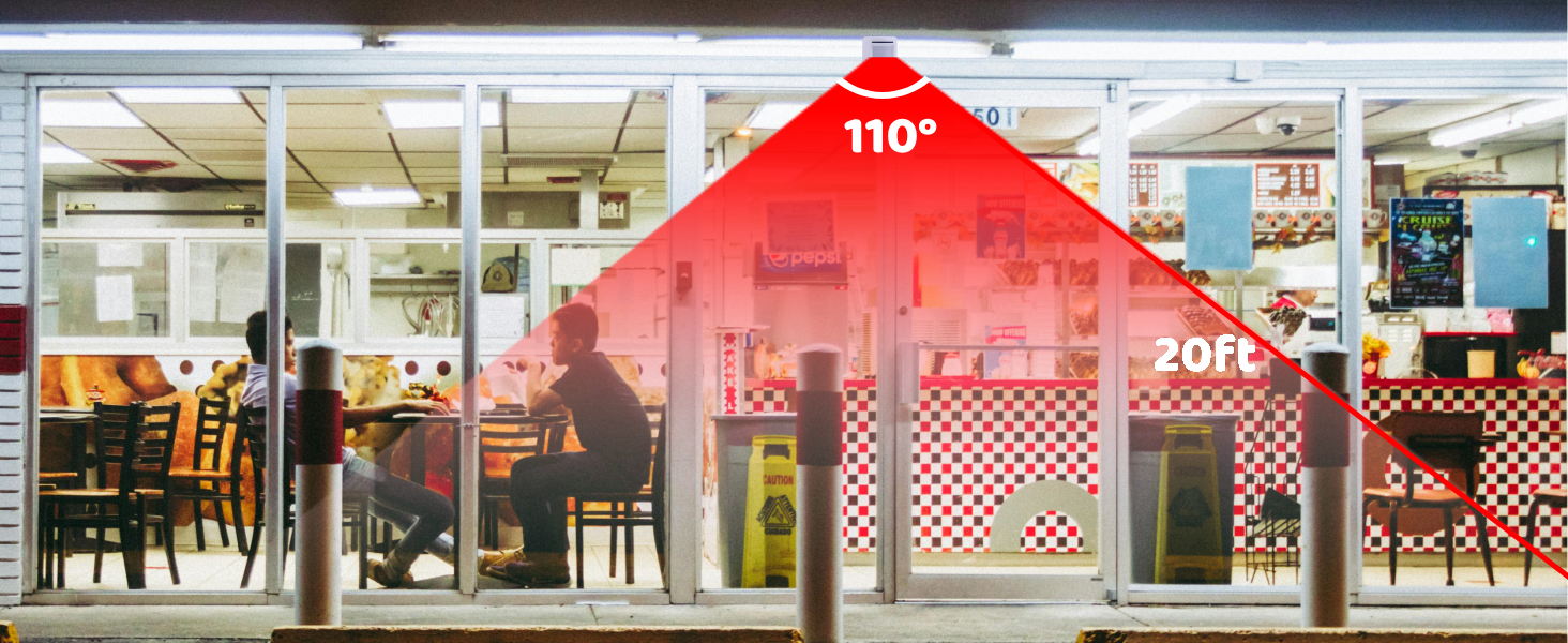 Sensing distance of 20 feet