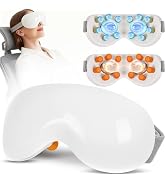 Eye Massager with Heat and Cooling for Migraines – 14 Massage Nodes for Eye Strain Relief, Rechar...