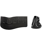 DELUX Full Size Ergonomic Split Keyboard and Wireless Vertical Mouse Combo, GM909 Wireless Split ...