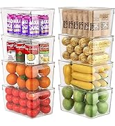 8 Pack Clear Storage Bins with Lids Stackable, Large Plastic Storage Bins with Handle for Pantry ...