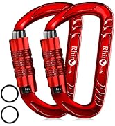 RHINO Produxs 12kN (2697 lbs) Heavy Duty, Locking, Auto Locking, Wiregate Carabiner Clips, for Se...
