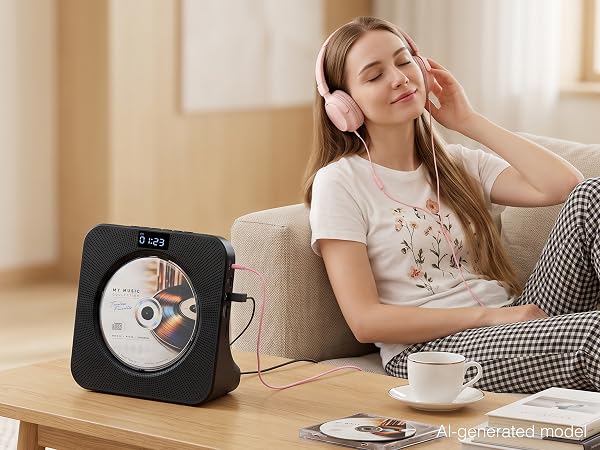MEGATEK CP28BR Portable CD Player is Connected with Headphones