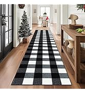 FONEYI Buffalo Plaid Rugs 2' x 8' Black and White Check Rug, Non Slip Indoor/Outdoor Area Rug for...