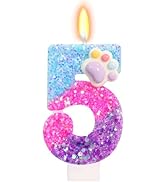 FAMGift Cute Paw Birthday Candles - Number 5 Candle, Cat and Dog Paw Cake Topper, Cartoon Themed ...