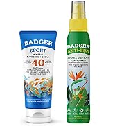 Badger Bug Spray & Mineral Sunscreen Combo, DEET-Free Natural Insect Repellent and SPF 40 Reef Fr...