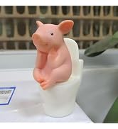 Eysinyge Miniature Pig Toilet Figurine, Funny Bathroom Decor, Cute Pig Statue for Home Decor, Fai...