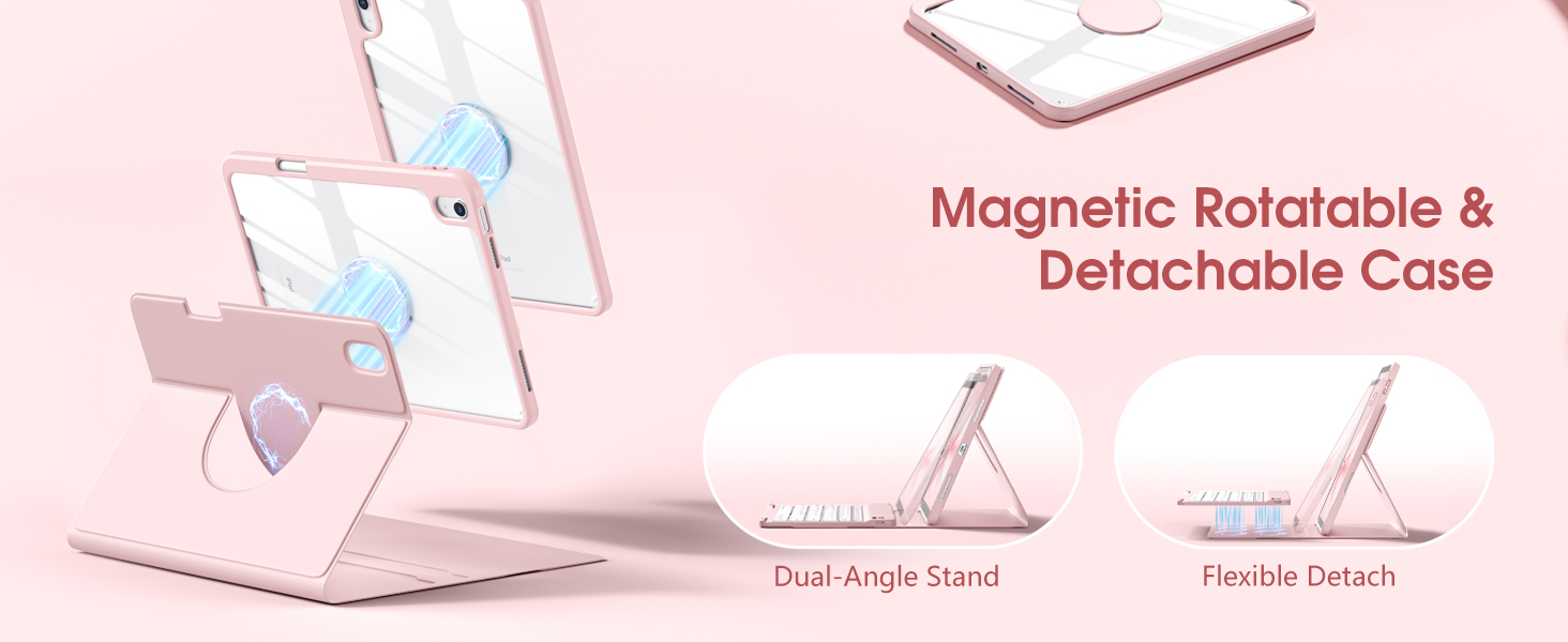 Magnetic Rotatable Detachable Case - ipad keyboard case