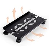 Mobile PC Stand, Adjustable Metal Computer Tower Stand, PC Floor Stand with 4 Locking Caster Whee...