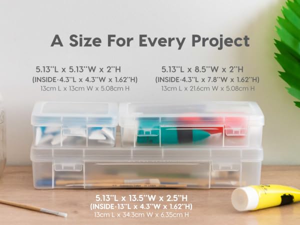 pencil box storage container lids craft organizer clear art supply plastic small hobby school
