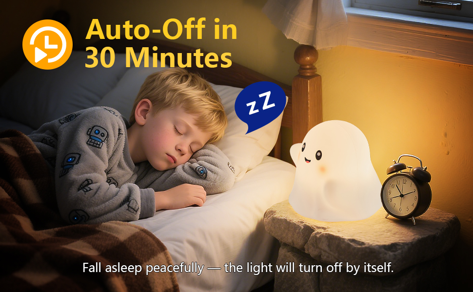 ghost night light with 30-minute auto-off timer, sleep lamp for kids, bedside light for toddlers