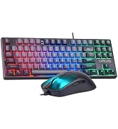 CHONCHOW TKL Gaming Keyboard and Mouse Combo, Wired RGB Set for PC Laptop | 75% Layout, LED Light...