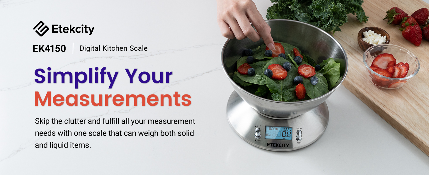 The kitchen scale has a big stainless steel bowl, which can also be used as a timer when cooking.