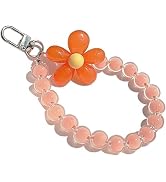 Orange Mobile Phone Strap Beaded Flower Bracelet Creative Hanging Rope Keychain Mobile Phone Lany...