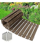 Amazer Wooden Garden Pathway, 6 FT Roll Out Curved Walkway, Widened Plank Non-Slip Outdoor Walkwa...