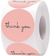 joycraft 500 Pcs Thank You Stickers, 1.5 inch Pink Thank You Stickers for Small Business, Paper S...