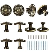 10 PCS Antique Brass Cabinet Knobs Pulls, Vintage Drawer Knobs(32mm/1.25 Inch), Round Dresser Kno...