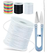 3 Rolls FIVEIZERO Black White Colorful Elastic Cord,1mm,1.2mm,1.5mm Elastic Stretchy String for B...