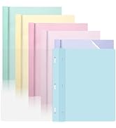 6 PCS Pastel Plastic Report Covers with 3 Prongs Clear Front Presentation Folders 3 Prong Folders...
