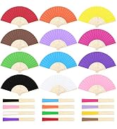 Aneco 24 Pieces Handheld Paper Fans Paper Folding Fans with Bamboos for Wedding Gift, Party, Home...