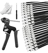 500 PCS 11.8 Inch Black Galvanized Steel Cable Ties Kit with Cable Tie Gun, Screwdriver and Prote...